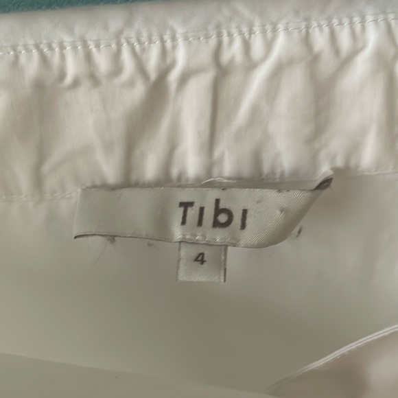 Tibi Notched Off shoulder white cotton blouse top, size US 4 - Picture 5 of 10